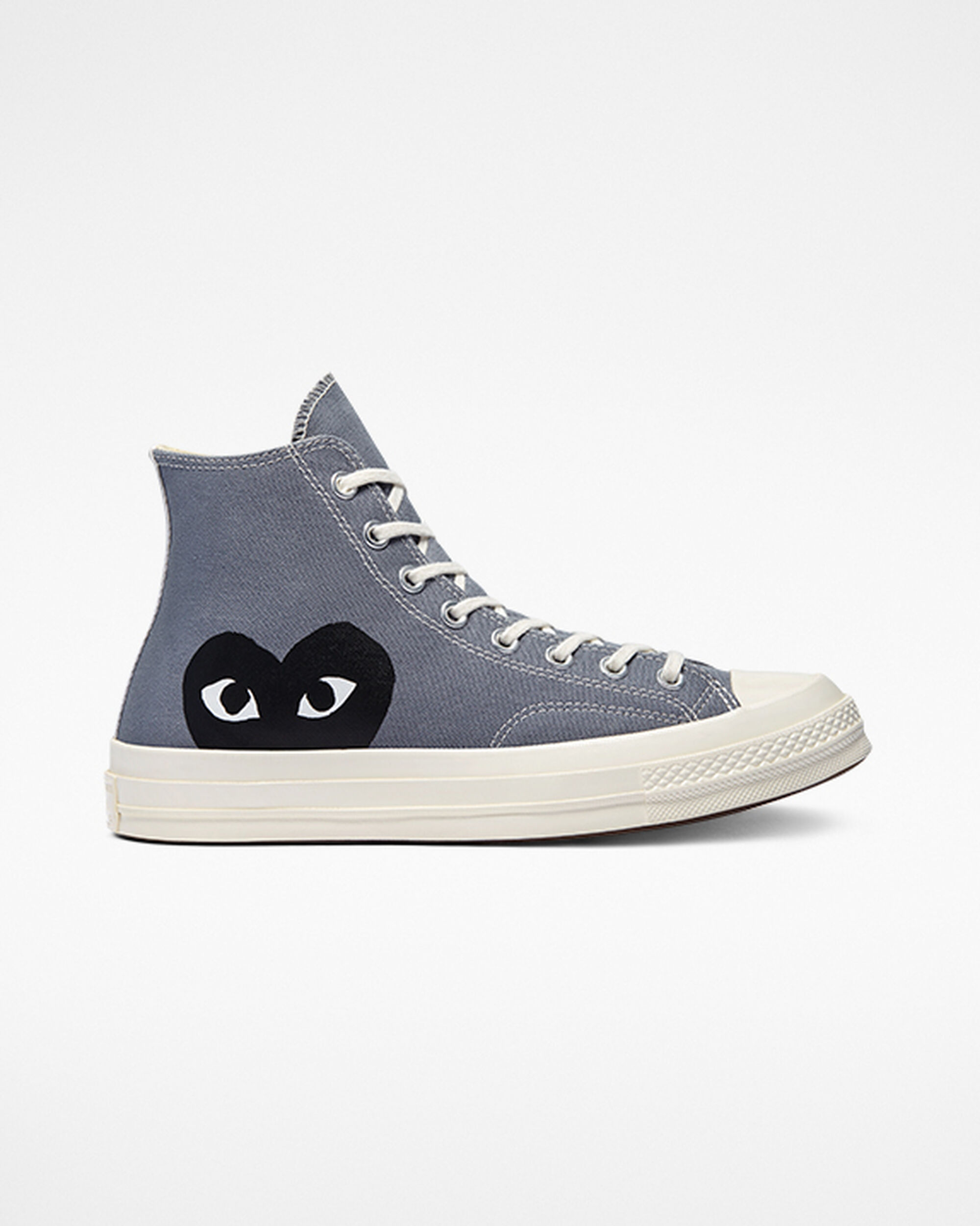 Men\'s Converse x Comme des Garçons PLAY Chuck 70 High Top Sneakers Grey/Black | Australia-65432