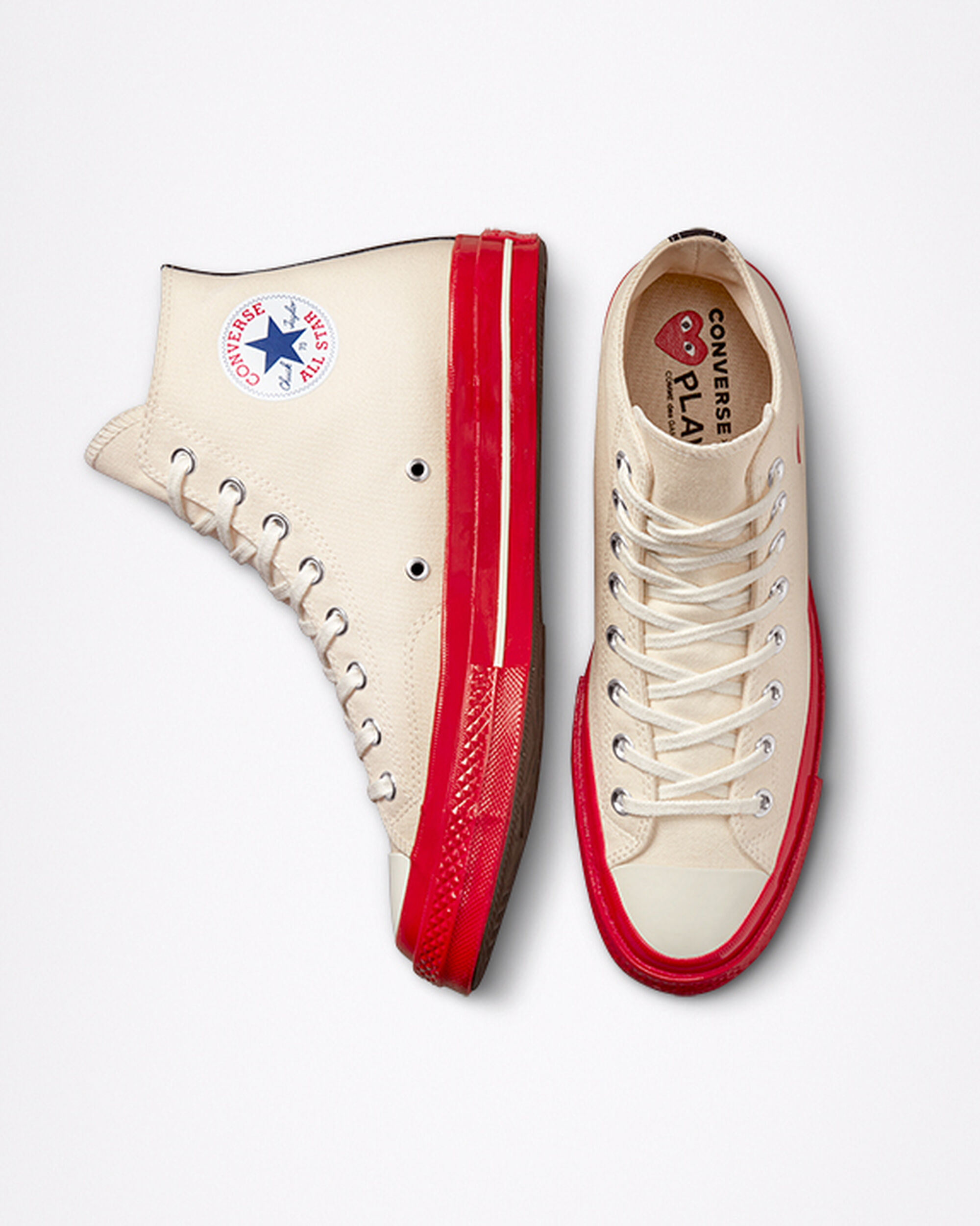 Men's Converse x Comme des Garçons PLAY Chuck 70 High Top Sneakers Red | Australia-73802