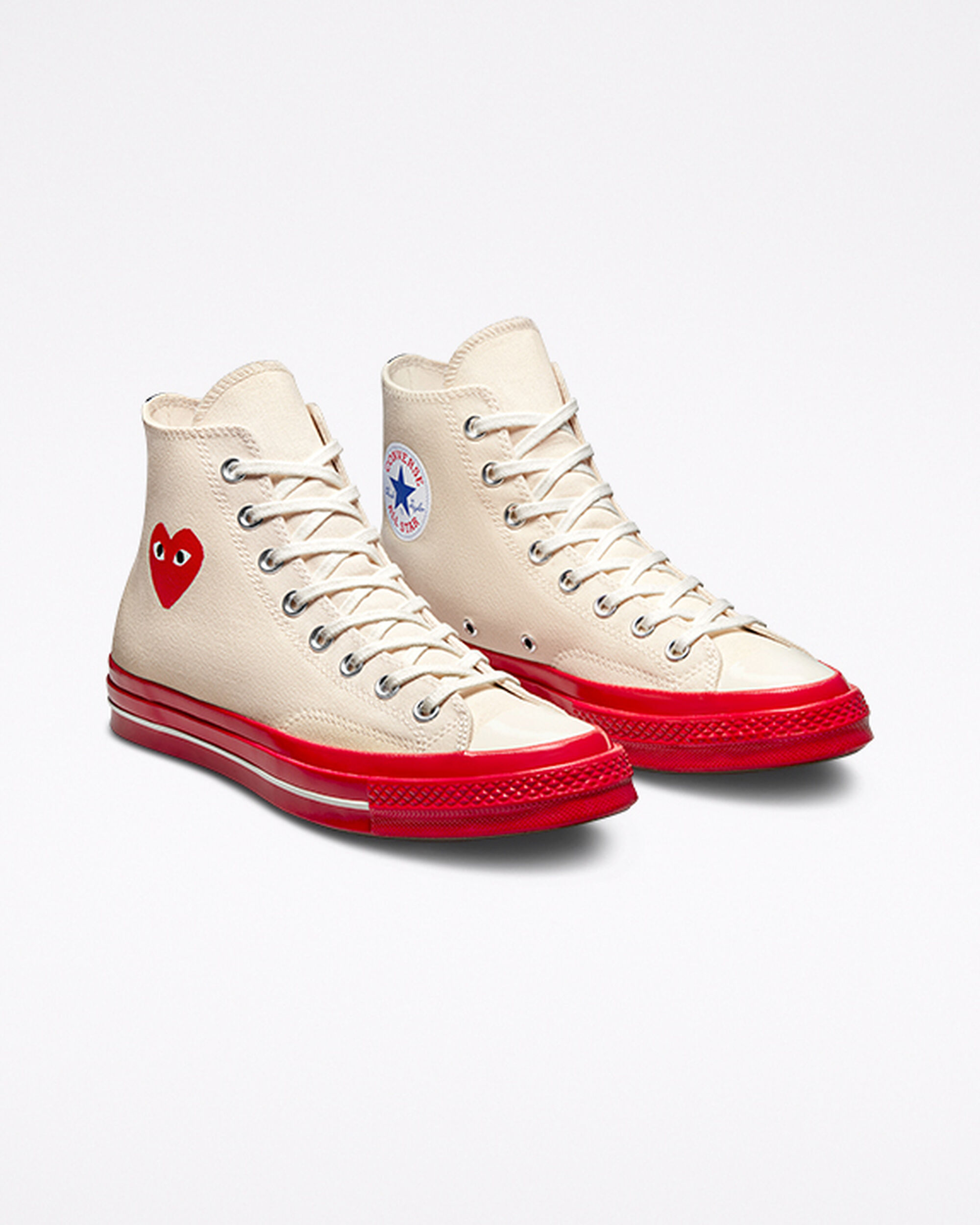 Men's Converse x Comme des Garçons PLAY Chuck 70 High Top Sneakers Red | Australia-73802