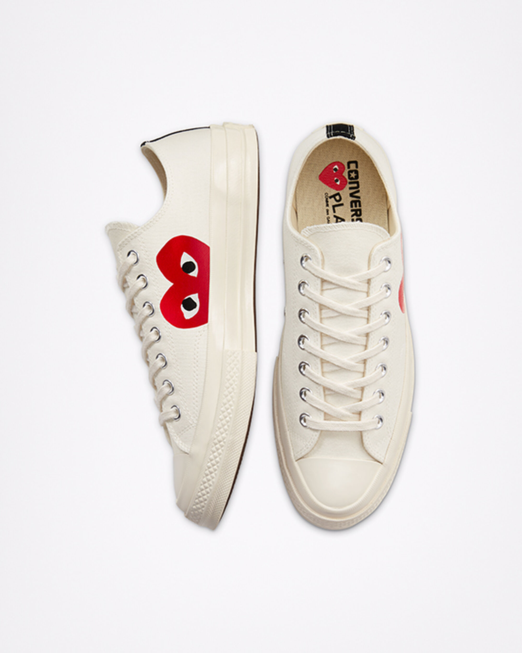 Men's Converse x Comme des Garçons PLAY Chuck 70 Sneakers White/Red | Australia-85913