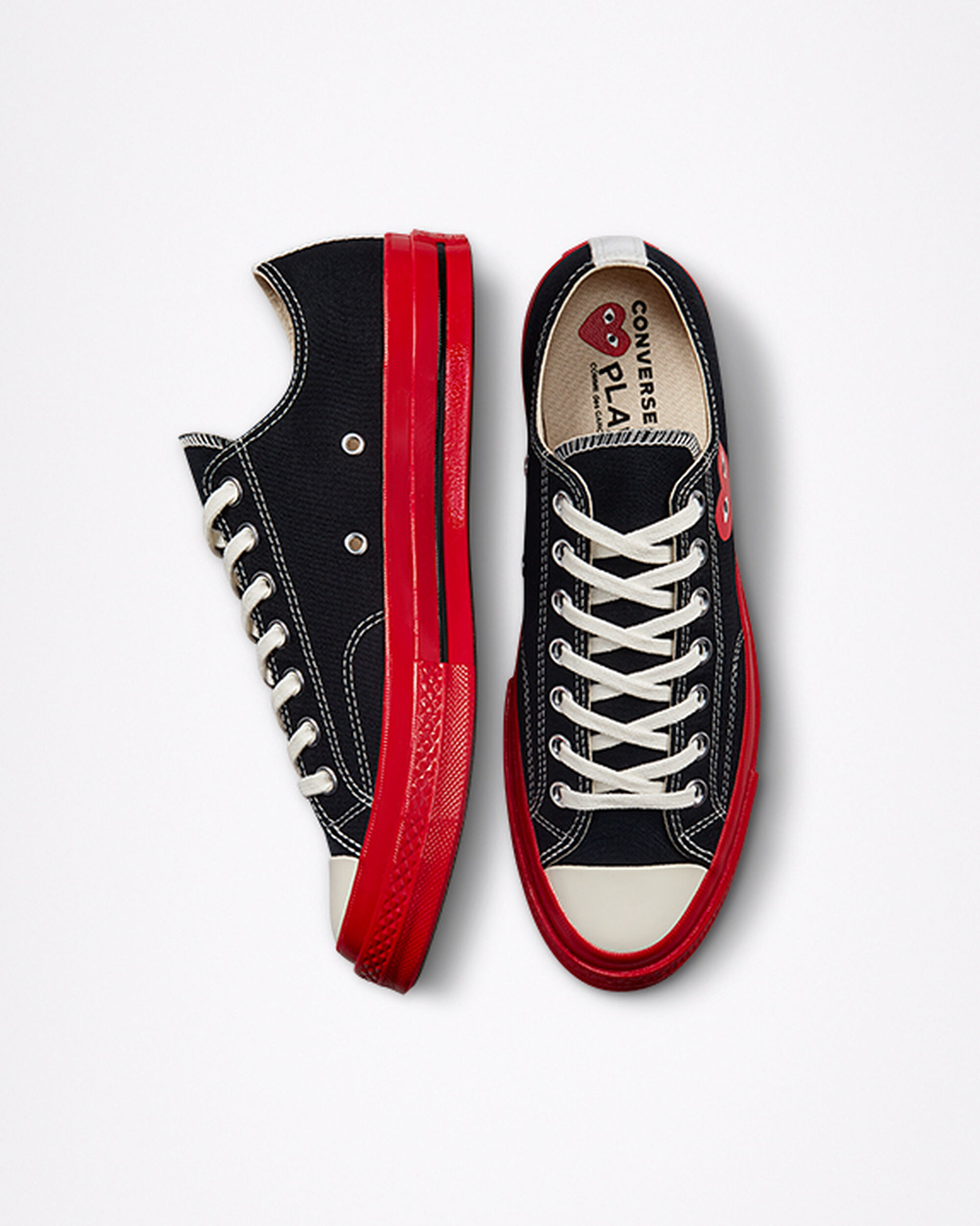 Men's Converse x Comme des Garçons PLAY Chuck 70 Sneakers Black/Red | Australia-87942