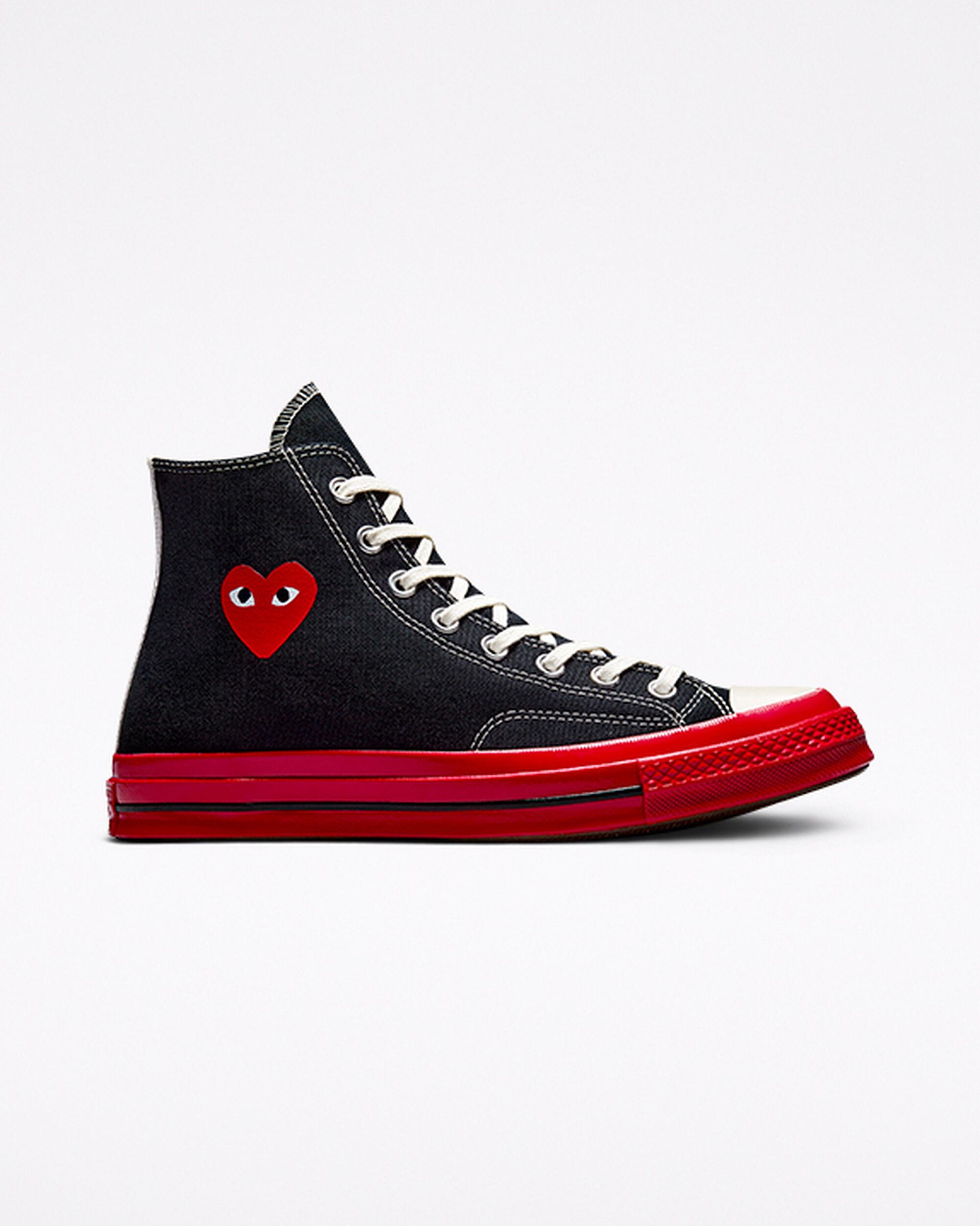 Men\'s Converse x Comme des Garçons PLAY Chuck 70 High Top Sneakers Black/Red | Australia-97853