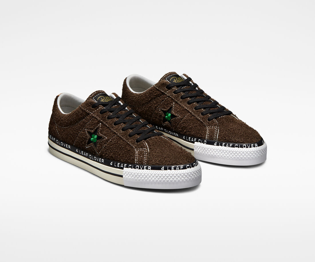 Men's Converse x Patta Four-Leaf Clover One Star Pro Sneakers Olive/White | Australia-24679