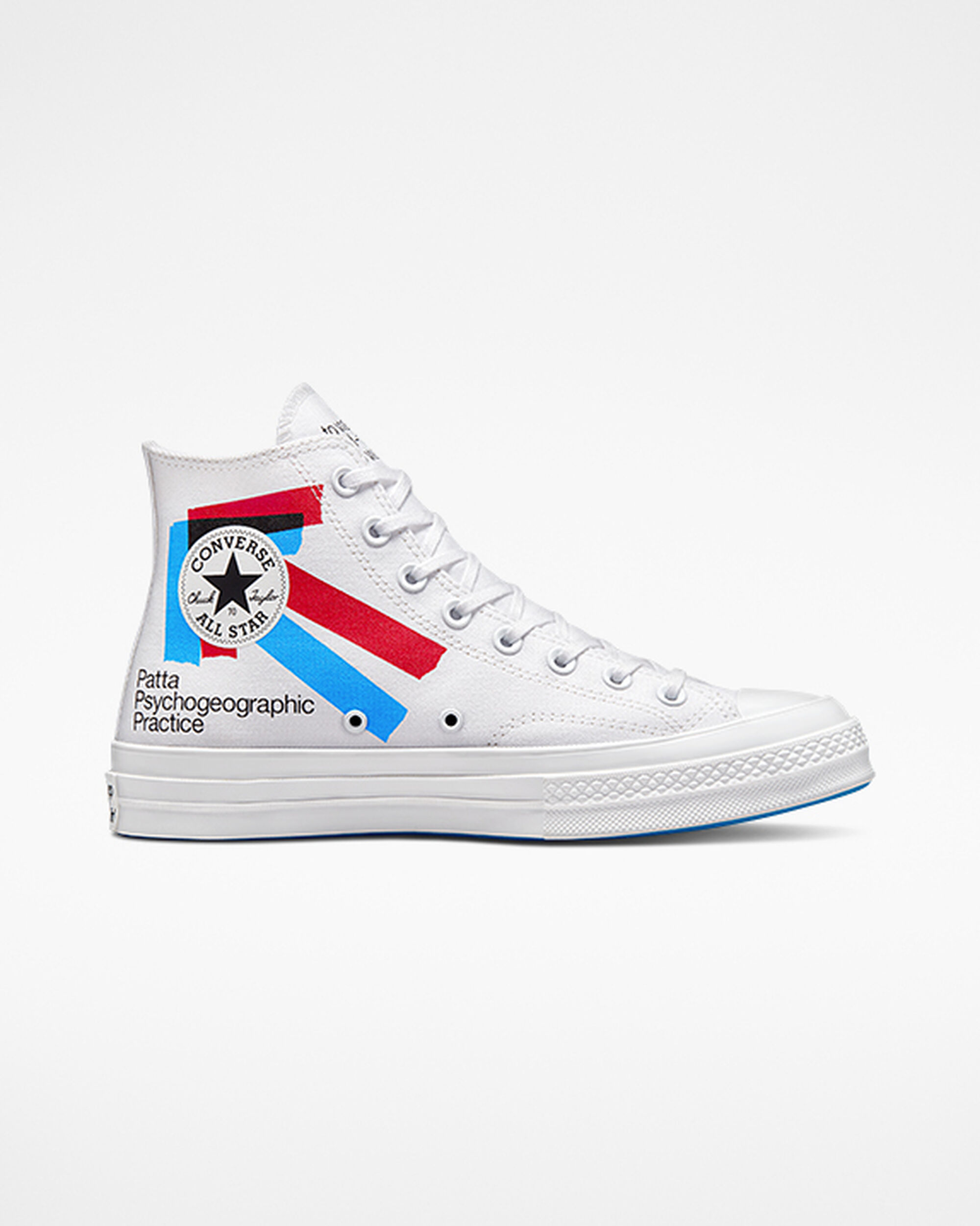 Men\'s Converse x Patta x Experimental Jetset Chuck 70 High Top Sneakers White/Red/Blue | Australia-85079