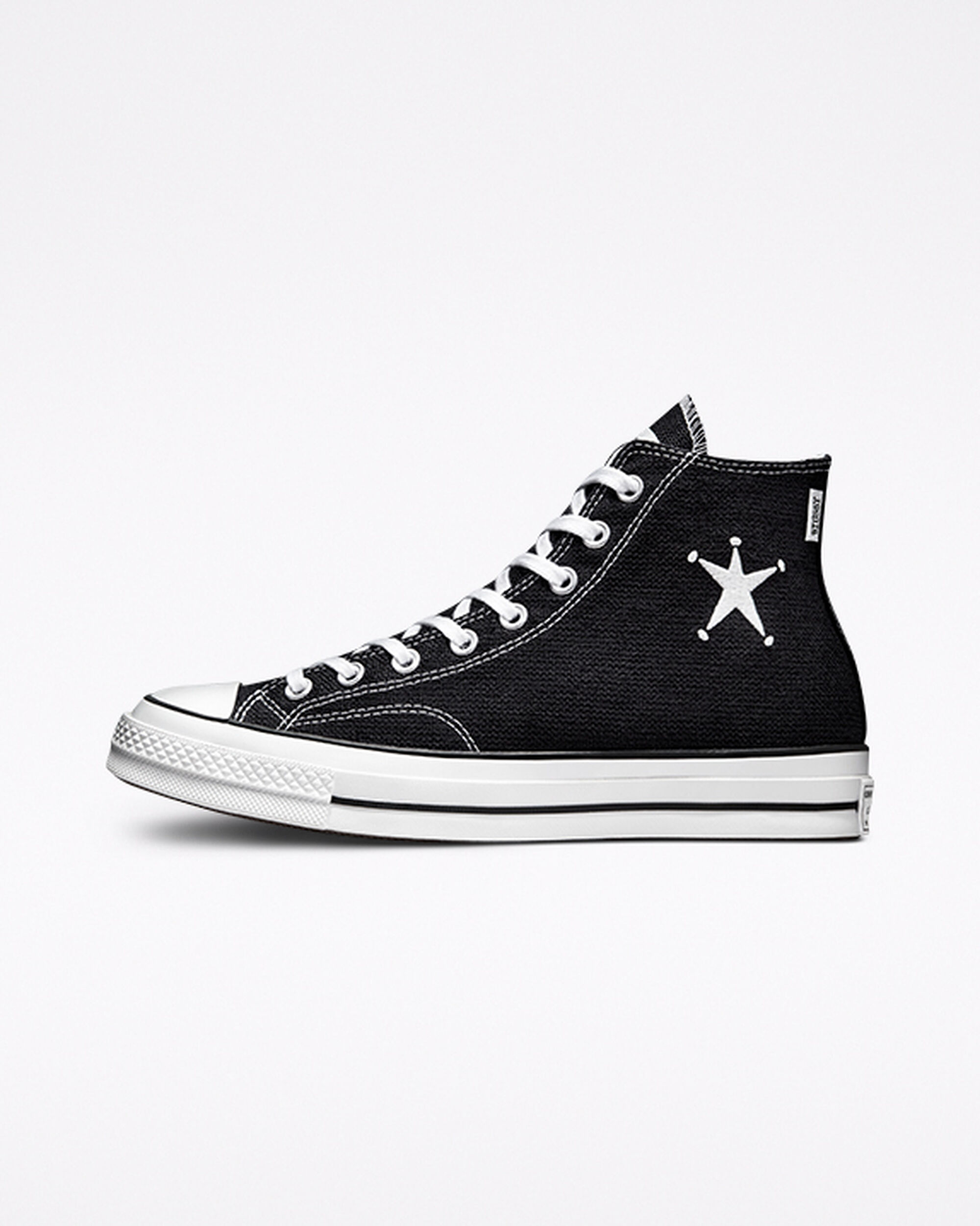 Men's Converse x Stüssy Chuck 70 High Top Sneakers Black/White/Black | Australia-45031