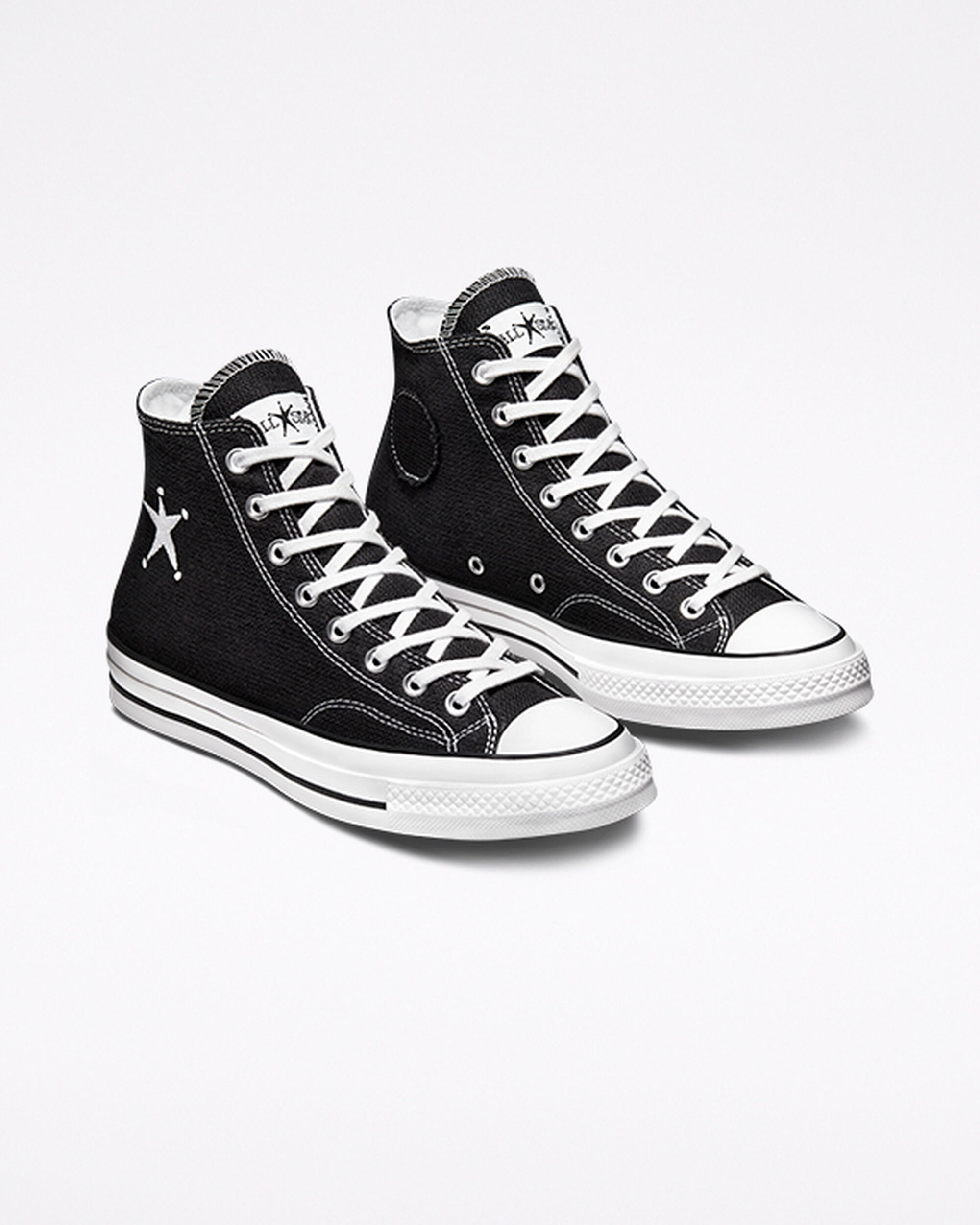 Men's Converse x Stüssy Chuck 70 High Top Sneakers Black/White/Black | Australia-45031