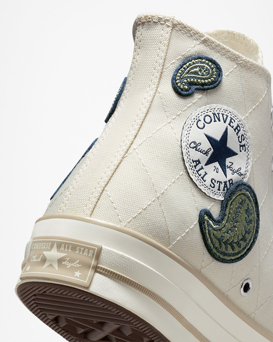 Women's Converse Chuck 70 Crafted Patches High Top Sneakers Beige/Navy/Green | Australia-19058