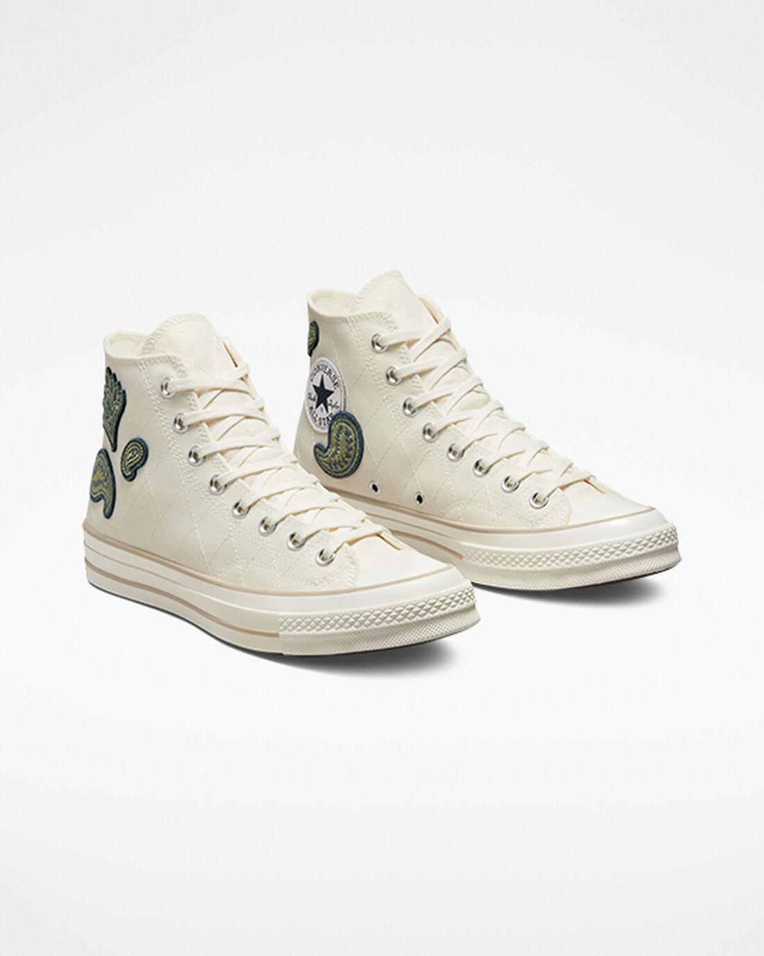 Women's Converse Chuck 70 Crafted Patches High Top Sneakers Beige/Navy/Green | Australia-19058