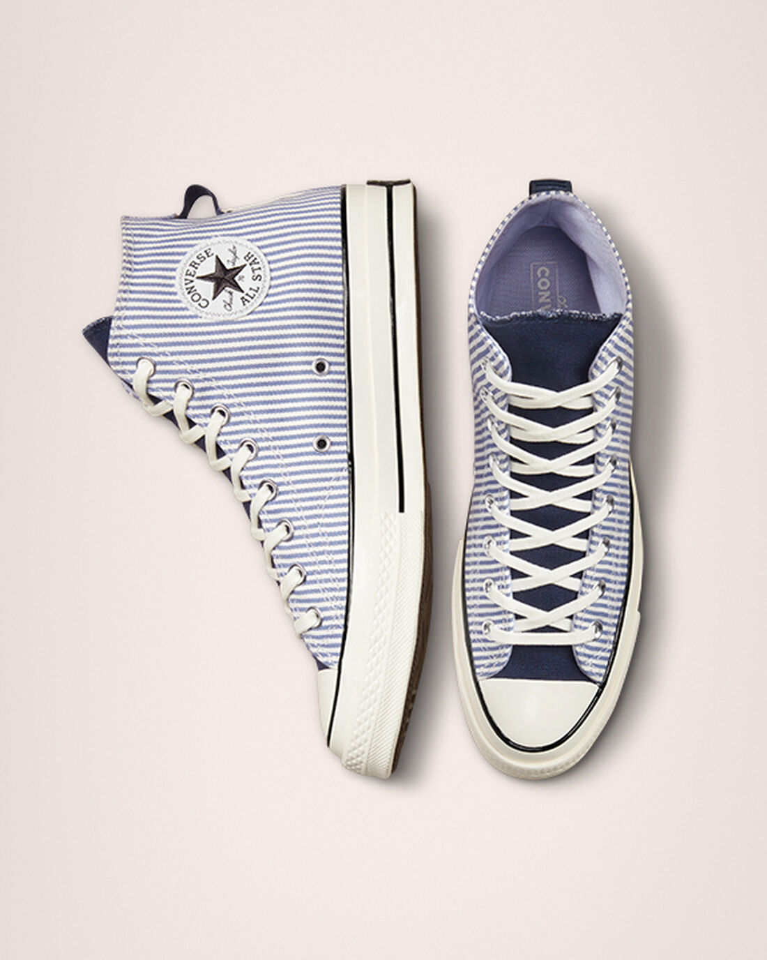 Women's Converse Chuck 70 Crafted Stripe High Top Sneakers Wash Indigo/Black | Australia-01865