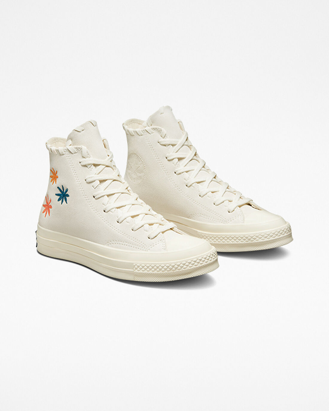 Women's Converse Chuck 70 Embroidered Florals High Top Sneakers Beige/Beige White | Australia-18035