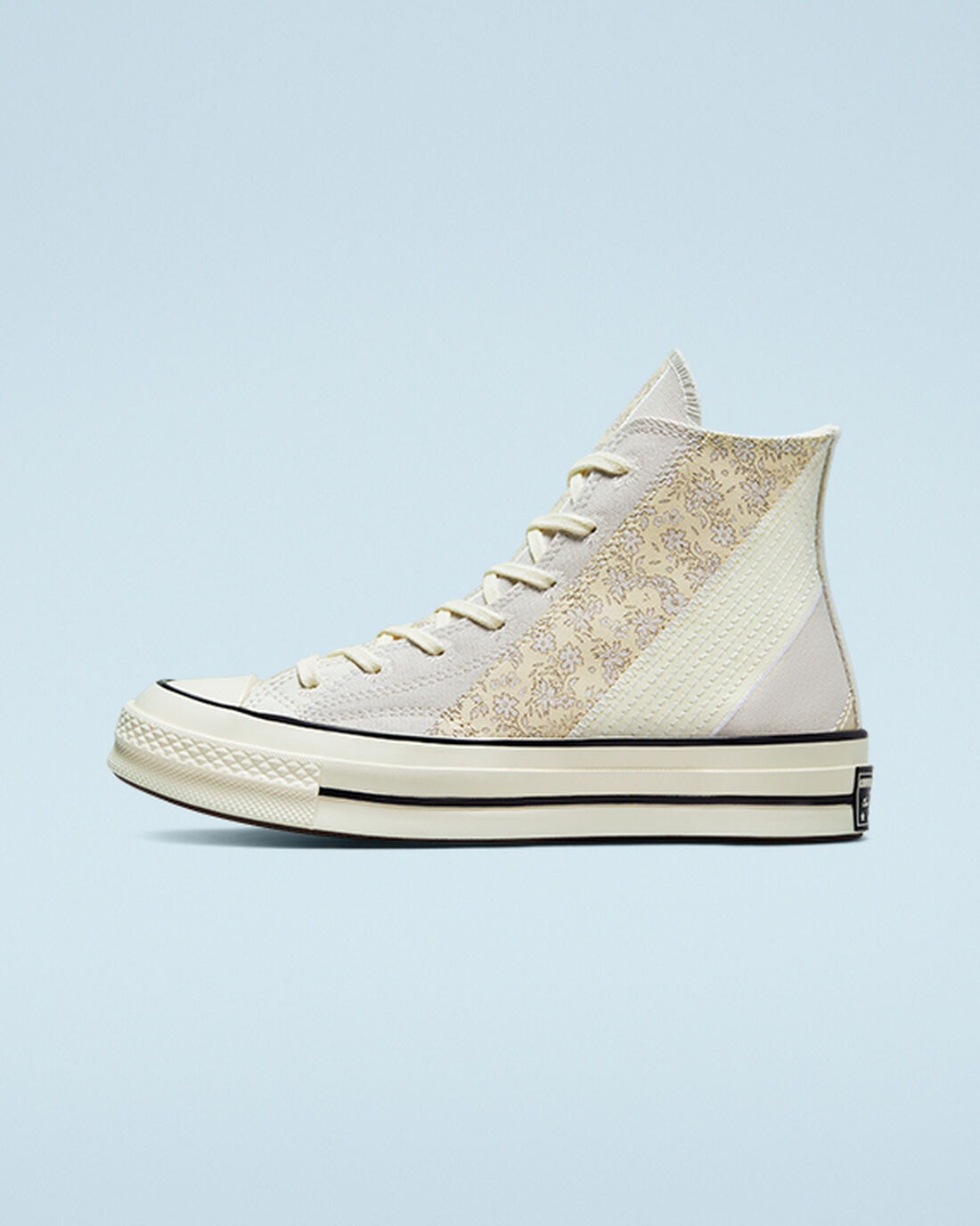 Women's Converse Chuck 70 Embroidered Floral High Top Sneakers Beige/Black | Australia-30485