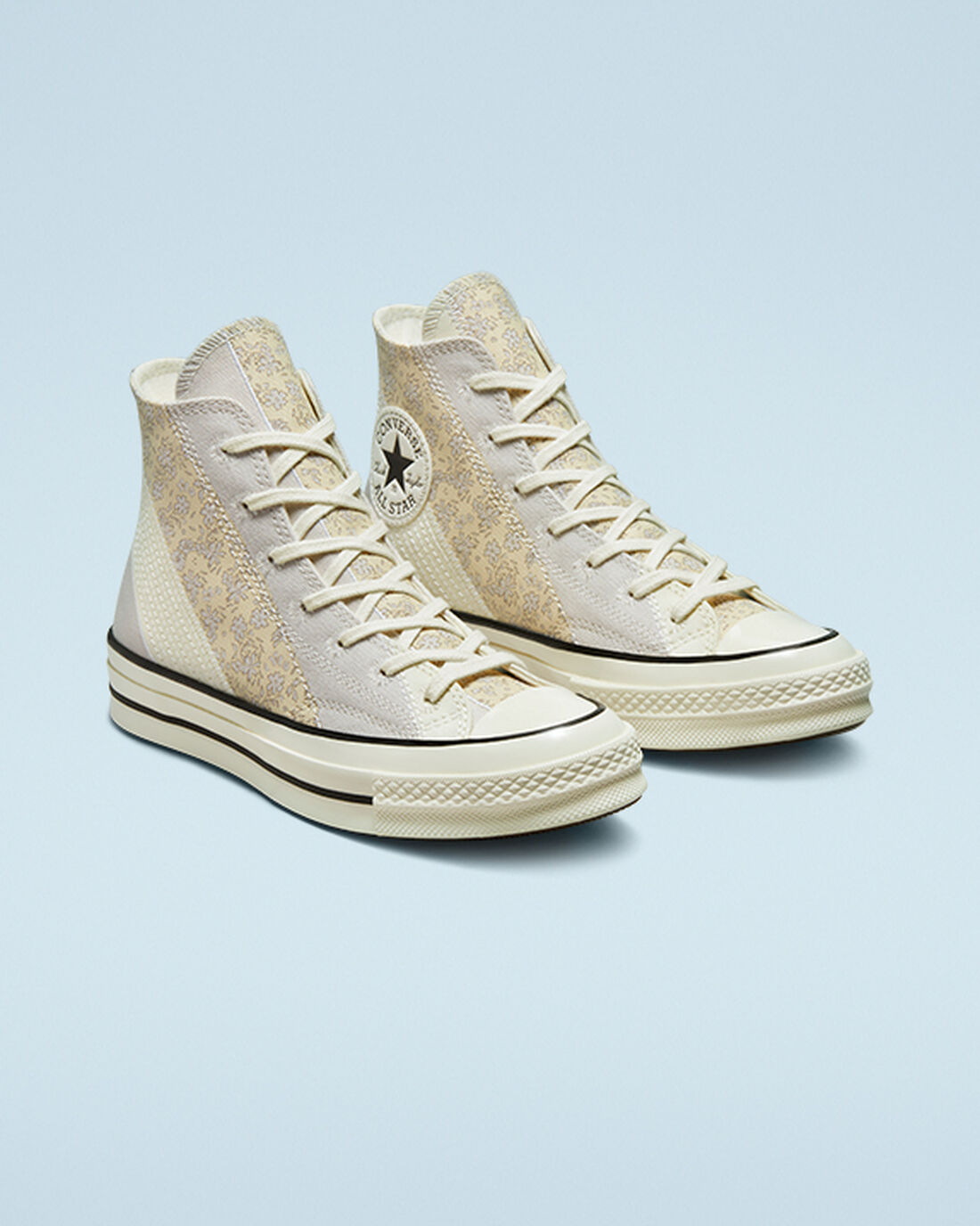 Women's Converse Chuck 70 Embroidered Floral High Top Sneakers Beige/Black | Australia-30485