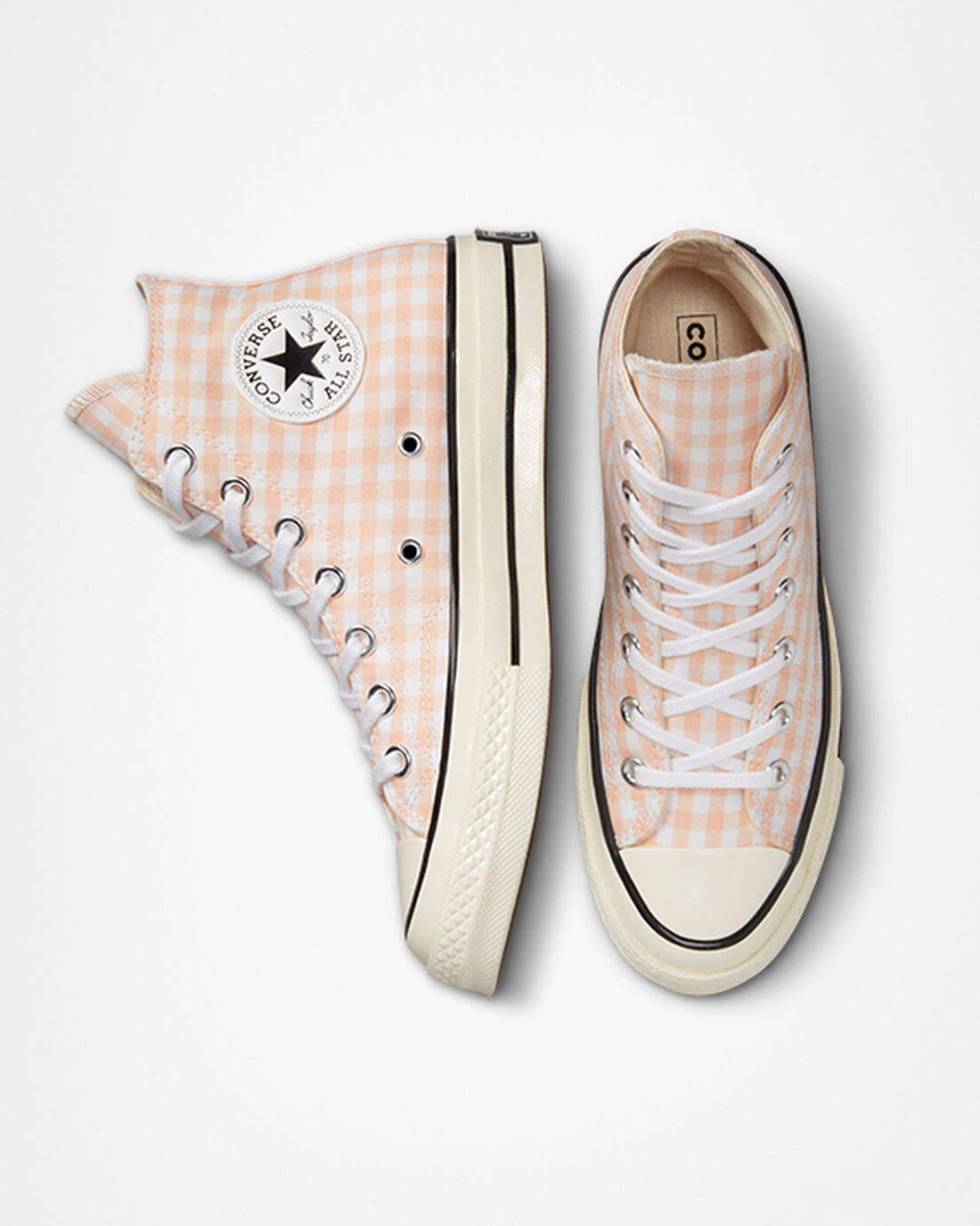 Women's Converse Chuck 70 Gingham High Top Sneakers Coral/White | Australia-51293