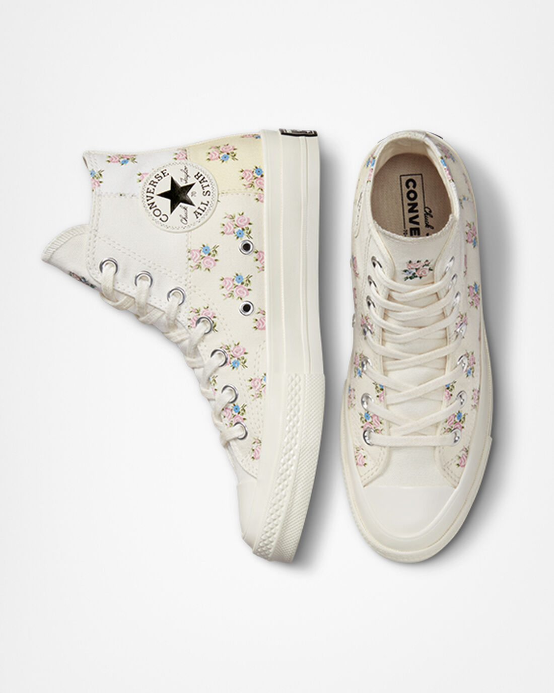 Women's Converse Chuck 70 Patchwork Floral High Top Shoes Beige/White | Australia-69820