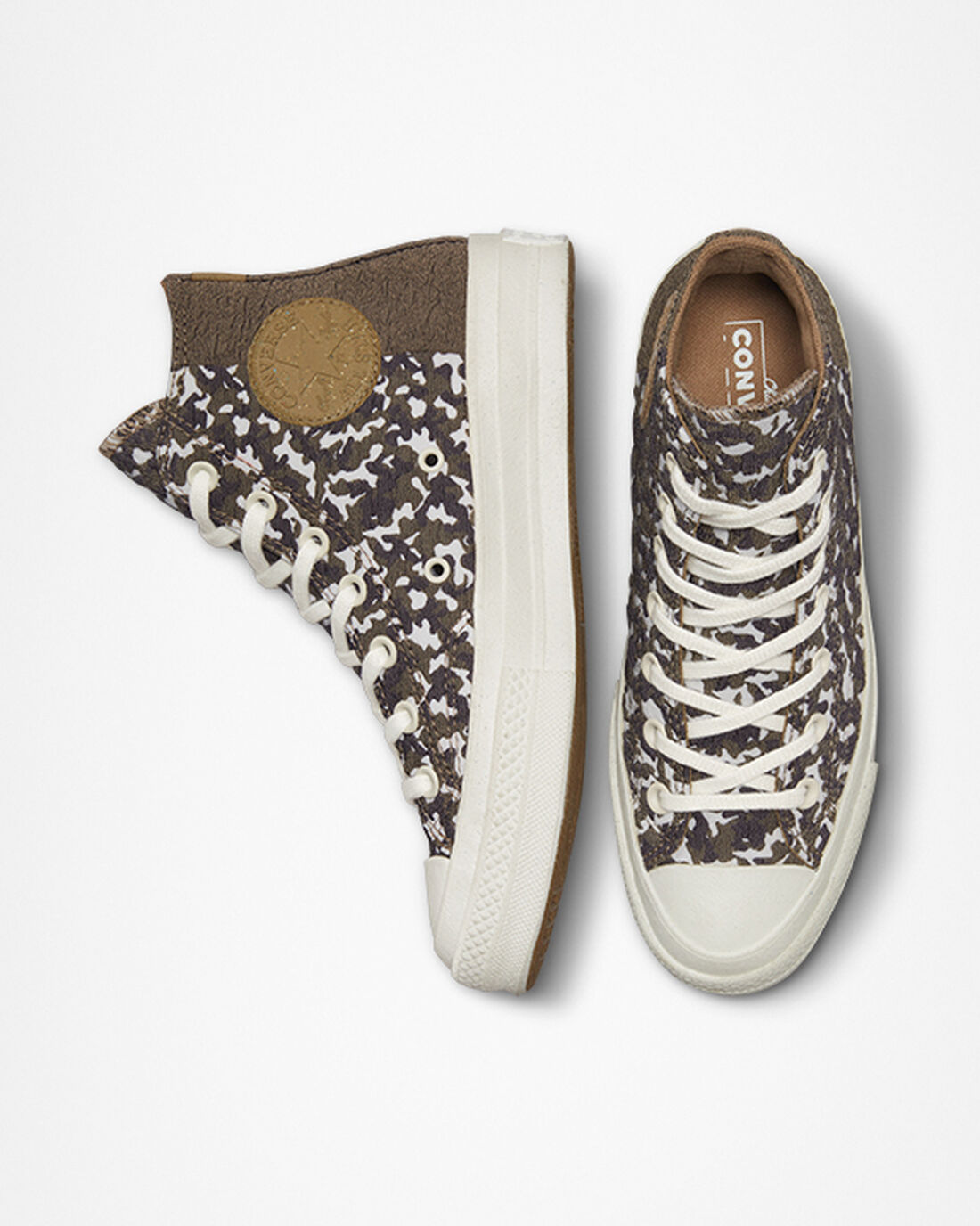 Women's Converse Chuck 70 Split Upper Jacquard Camo High Top Sneakers Brown/Dark | Australia-24380