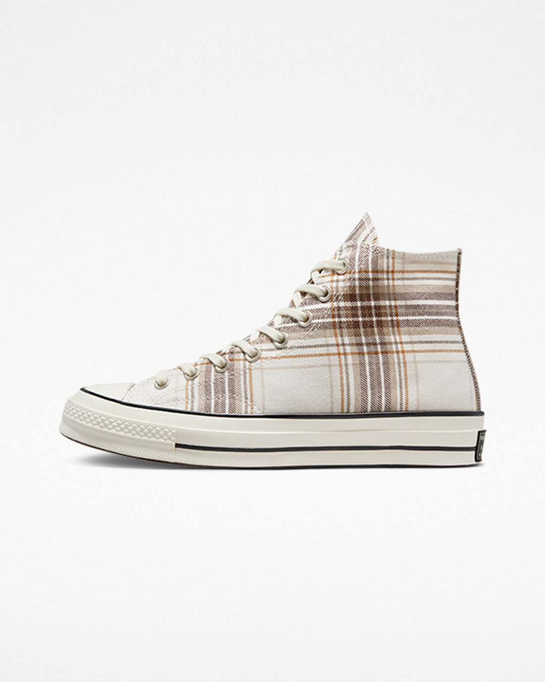 Women's Converse Chuck 70 Tartan High Top Sneakers Egret/Dark Root/Black | Australia-39687