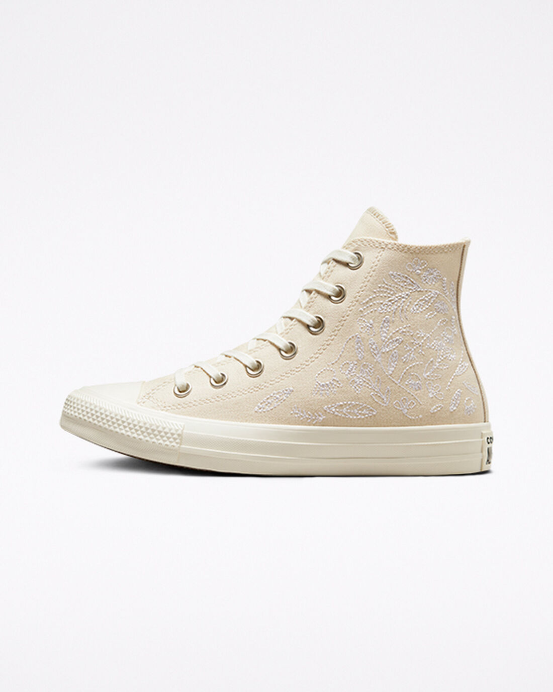 Women's Converse Chuck Taylor All Star Embroidered Floral High Top Sneakers Beige White | Australia-01739