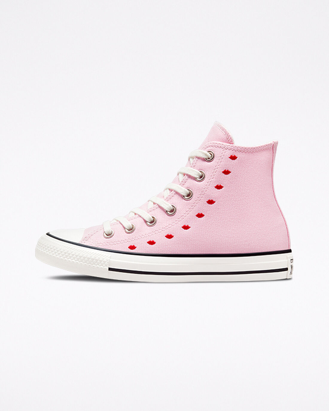 Women's Converse Chuck Taylor All Star Embroidered Lips High Top Sneakers Pink/White | Australia-10368