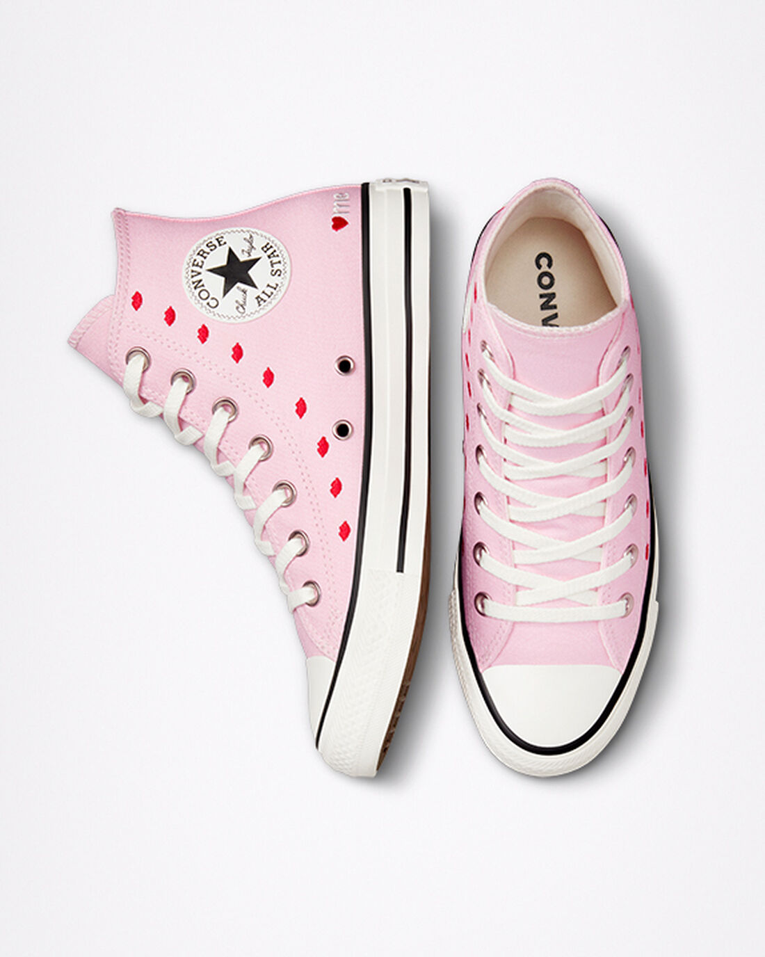 Women's Converse Chuck Taylor All Star Embroidered Lips High Top Sneakers Pink/White | Australia-10368