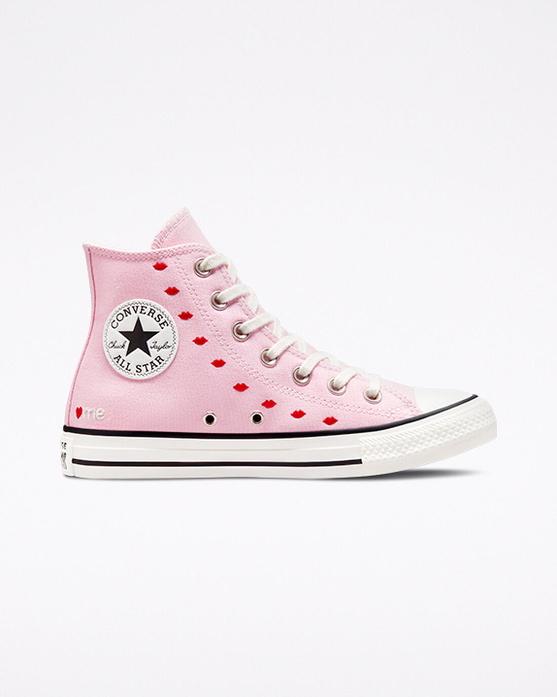 Women\'s Converse Chuck Taylor All Star Embroidered Lips High Top Sneakers Pink/White | Australia-10368