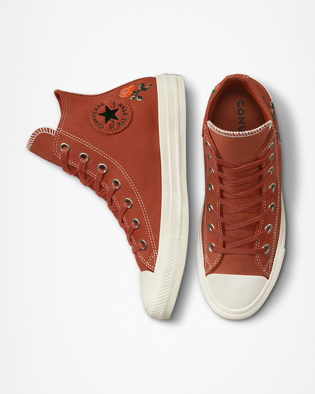 Women's Converse Chuck Taylor All Star Embroidered Roses High Top Sneakers Orange | Australia-41280