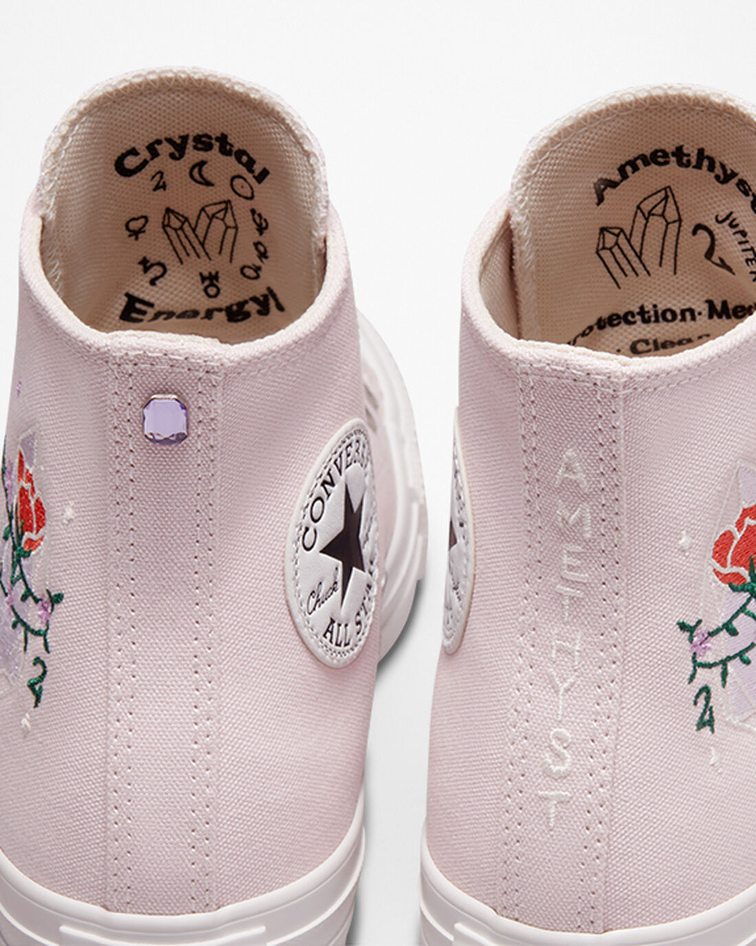 Women's Converse Chuck Taylor All Star Embroidered Crystals High Top Sneakers Rose/White | Australia-72145