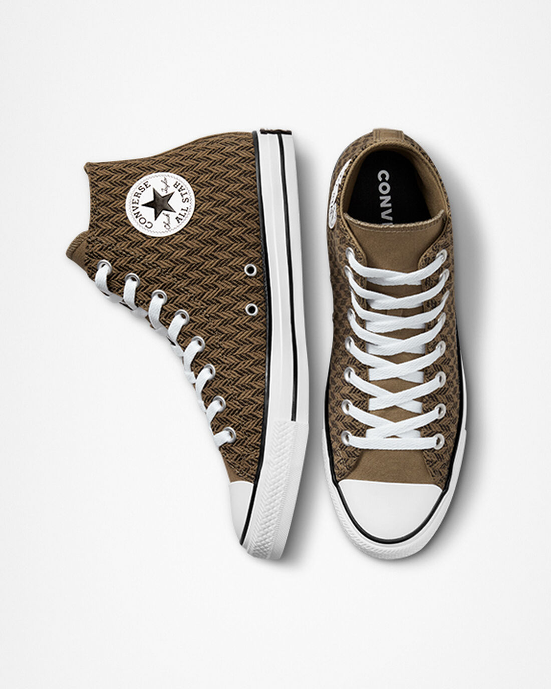 Women's Converse Chuck Taylor All Star Herringbone High Top Sneakers Brown/White | Australia-31462