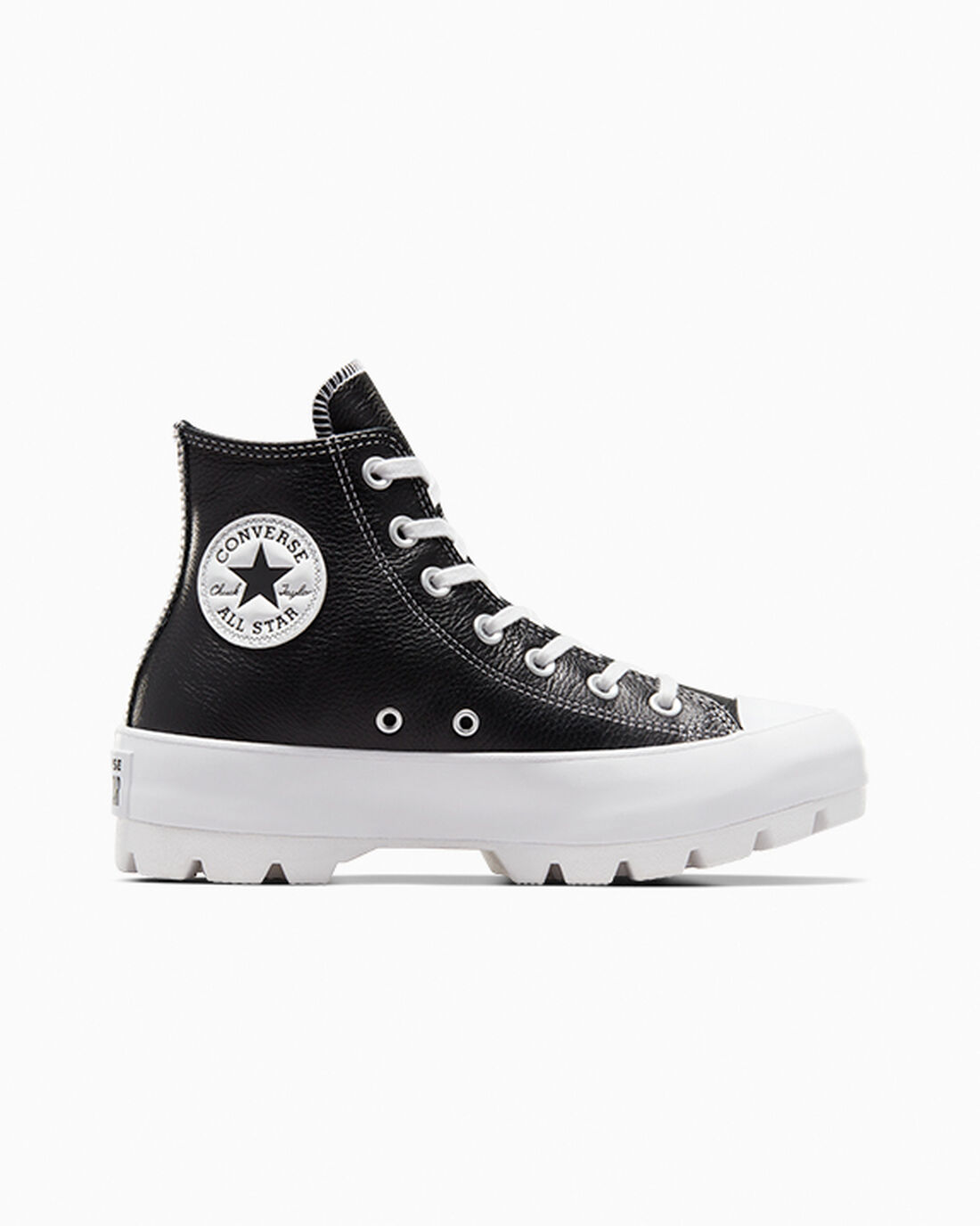 Women\'s Converse Chuck Taylor All Star Lugged Leather High Top Sneakers Black/White | Australia-47852