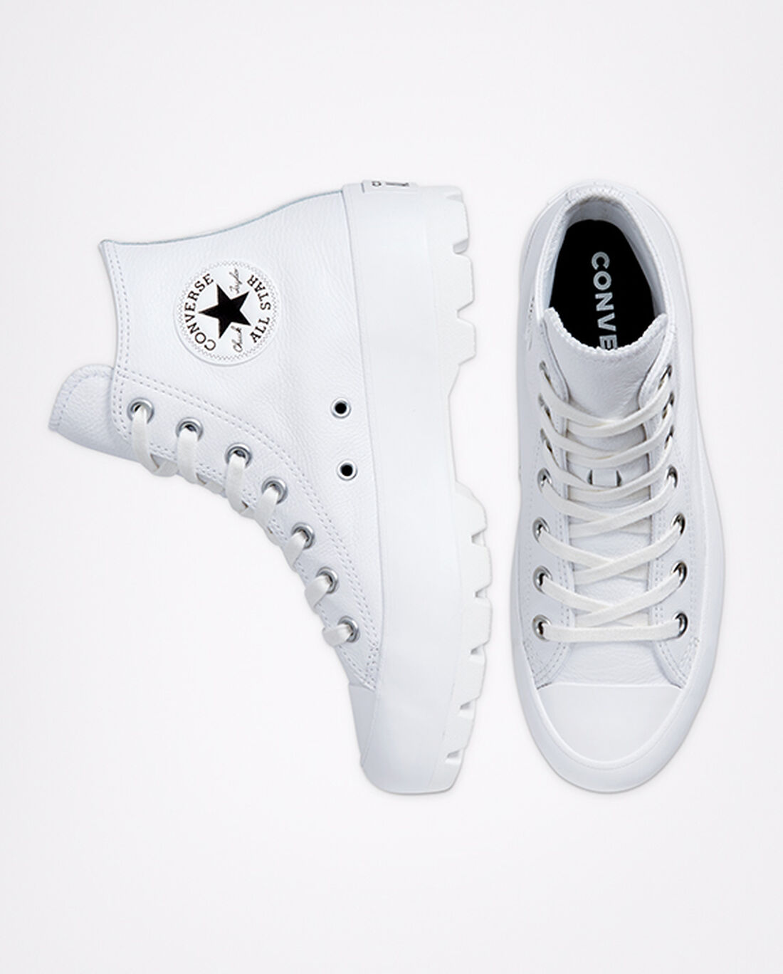 Women's Converse Chuck Taylor All Star Lugged Leather High Top Sneakers White/Black/White | Australia-81675