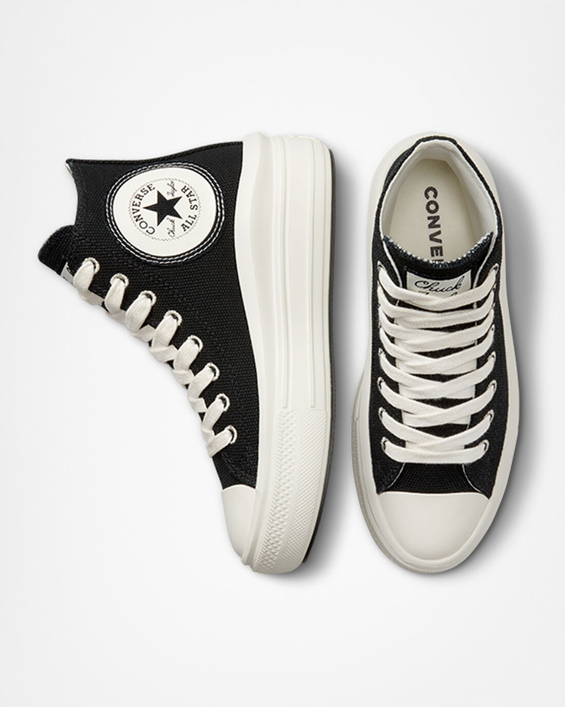 Women's Converse Chuck Taylor All Star Move High Top Sneakers Black/Beige White | Australia-31659