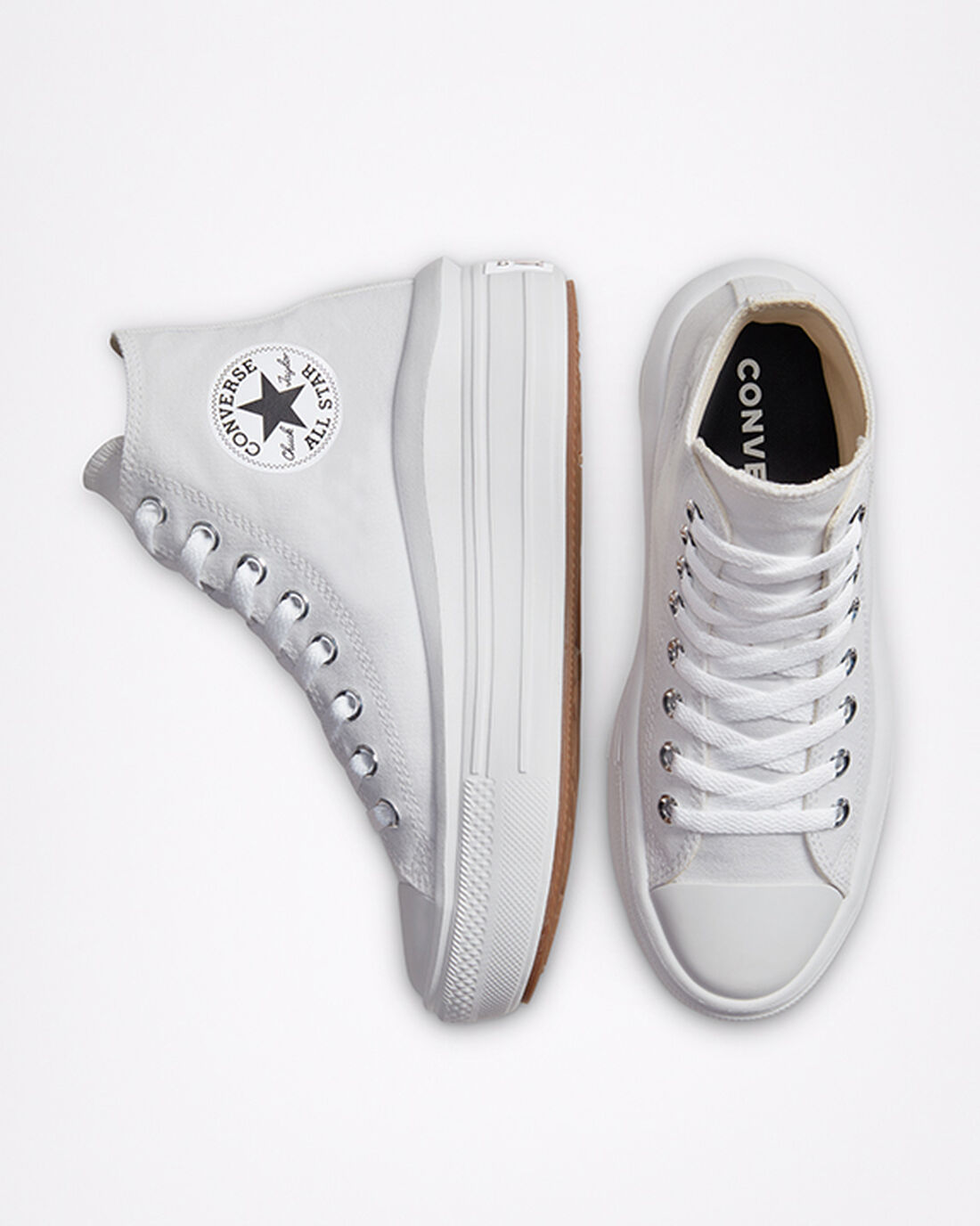 Women's Converse Chuck Taylor All Star Move High Top Sneakers White/Beige White/Black | Australia-94073