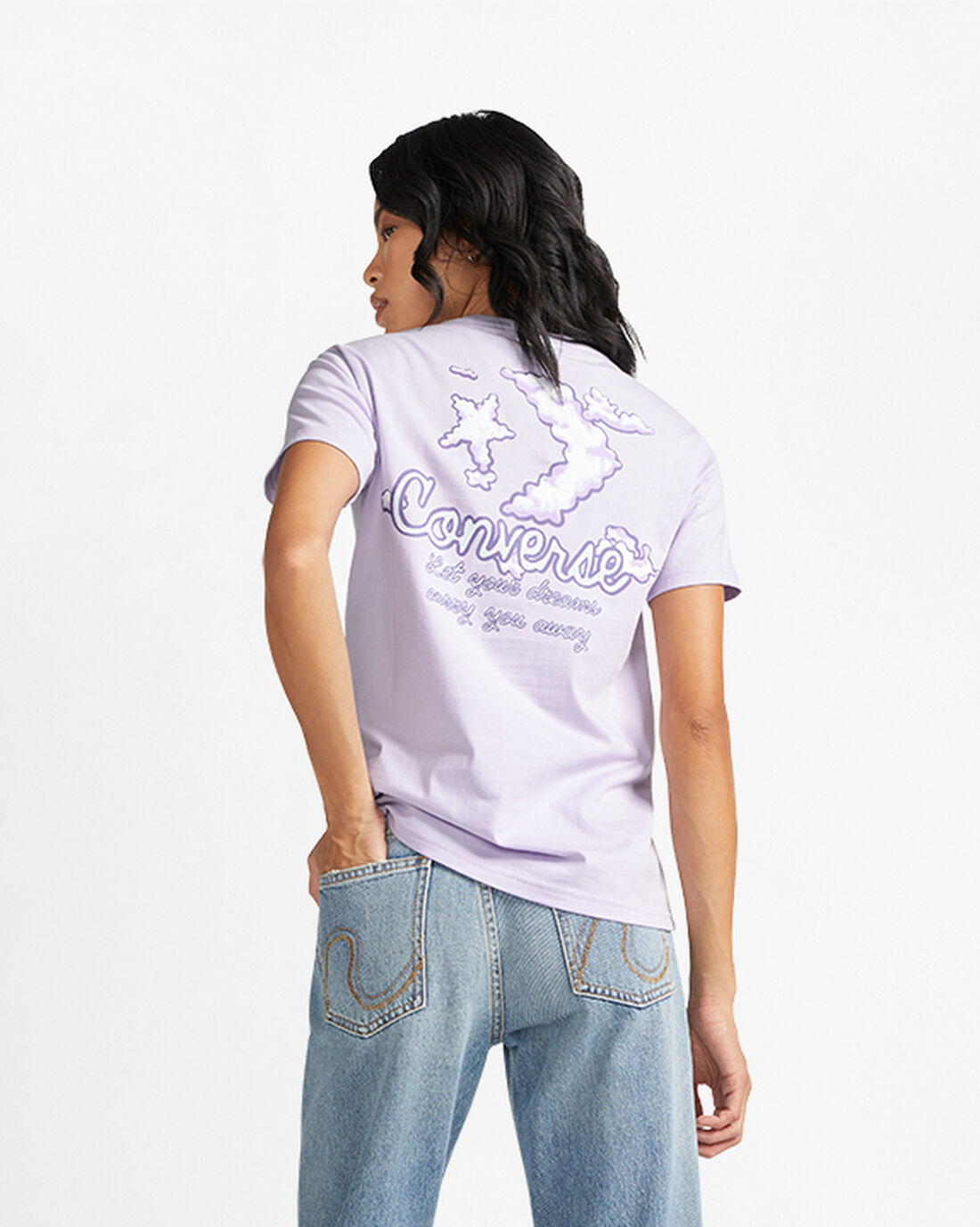 Women's Converse Dreamer Graphic T-Shirts Purple | Australia-94863