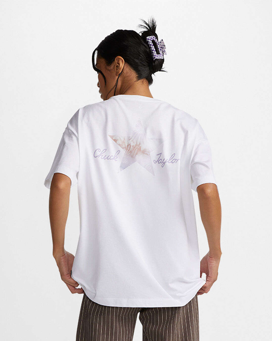 Women's Converse Floral Fill Chuck Taylor Oversized T-Shirts White | Australia-96038