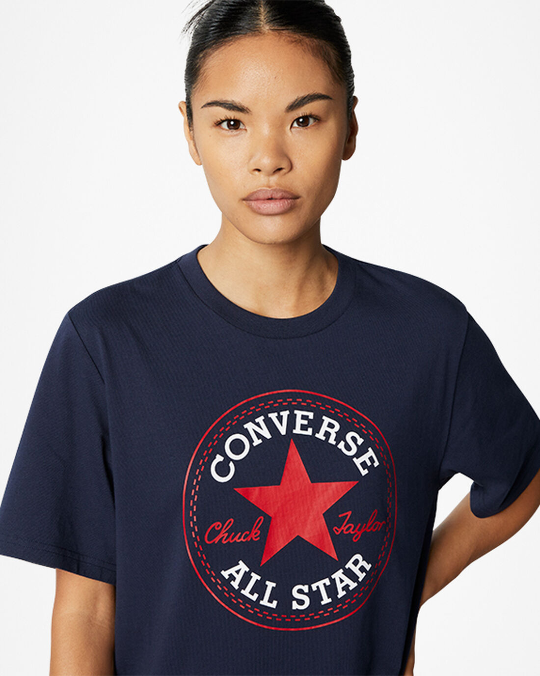 Women's Converse Go-To All Star Patch Standard Fit T-Shirts Obsidian | Australia-62718