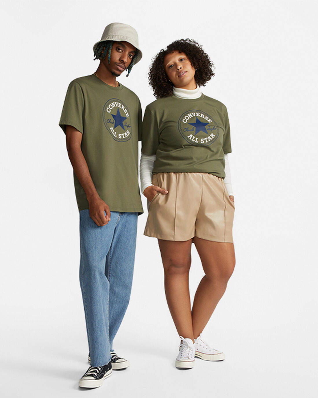 Women's Converse Go-To All Star Patch Standard Fit T-Shirts Olive | Australia-75108