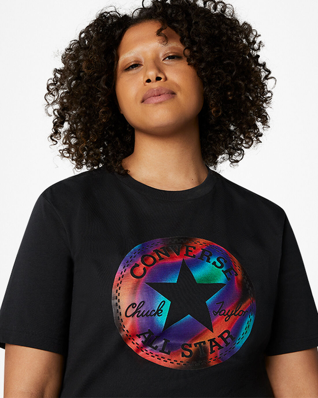 Women's Converse Go-To Chuck Taylor Patch Heat Map Standard Fit T-Shirts Black | Australia-98162