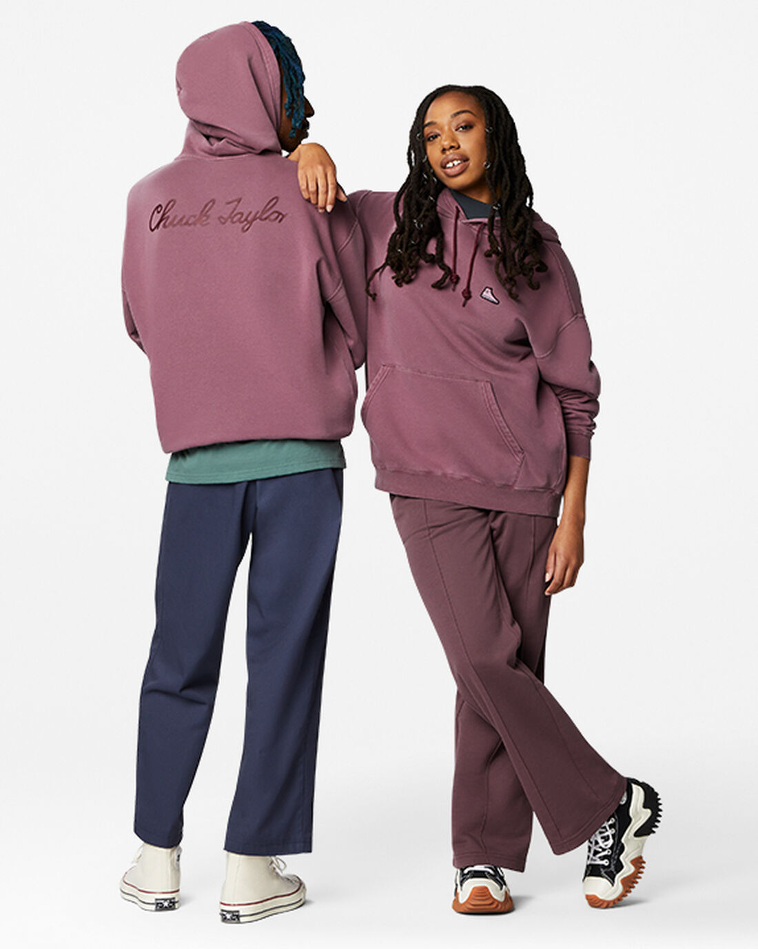 Women's Converse Go-To Sneaker Patch Loose Fit Pullover Hoodies Purple | Australia-37095