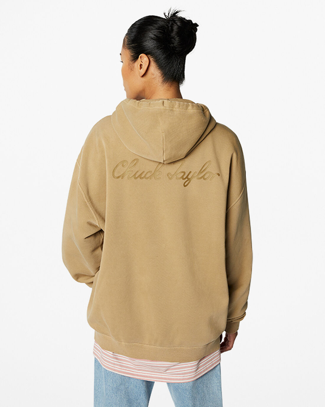 Women's Converse Go-To Sneaker Patch Loose Fit Pullover Hoodies Khaki | Australia-95634