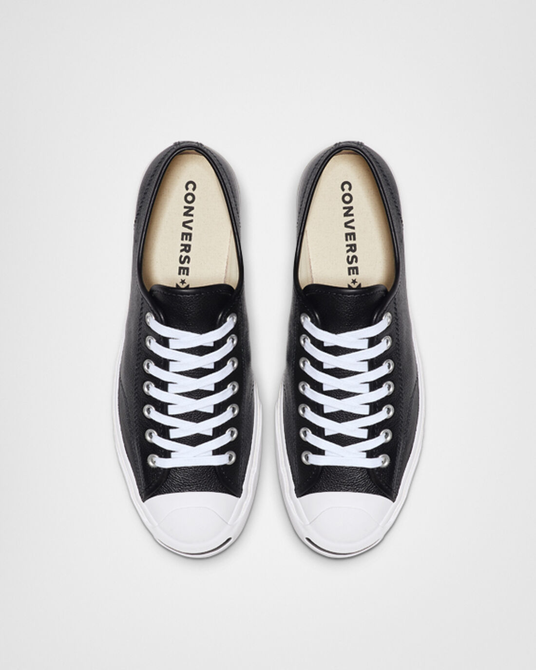 Women's Converse Jack Purcell Leather Sneakers Black/White | Australia-58670