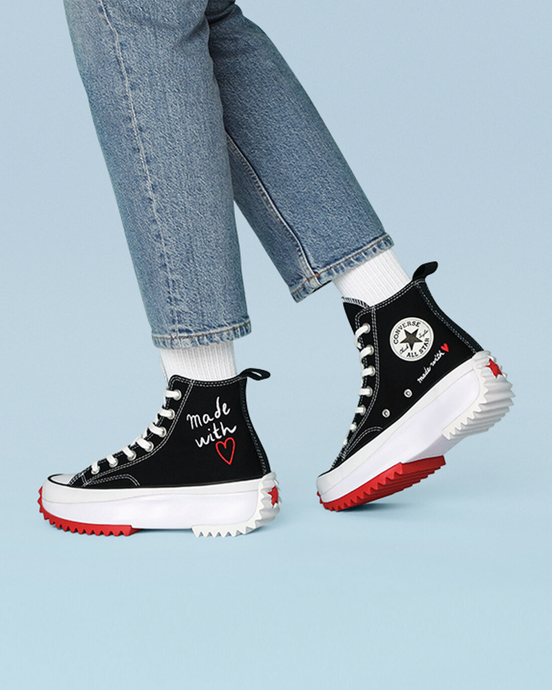 Women's Converse Run Star Hike High Top Sneakers Black/White/Red | Australia-28319