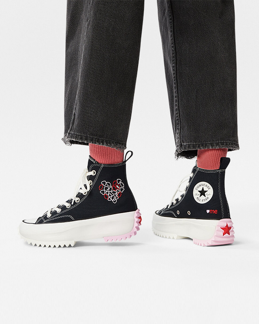 Women's Converse Run Star Hike High Top Sneakers Black/Red | Australia-78453