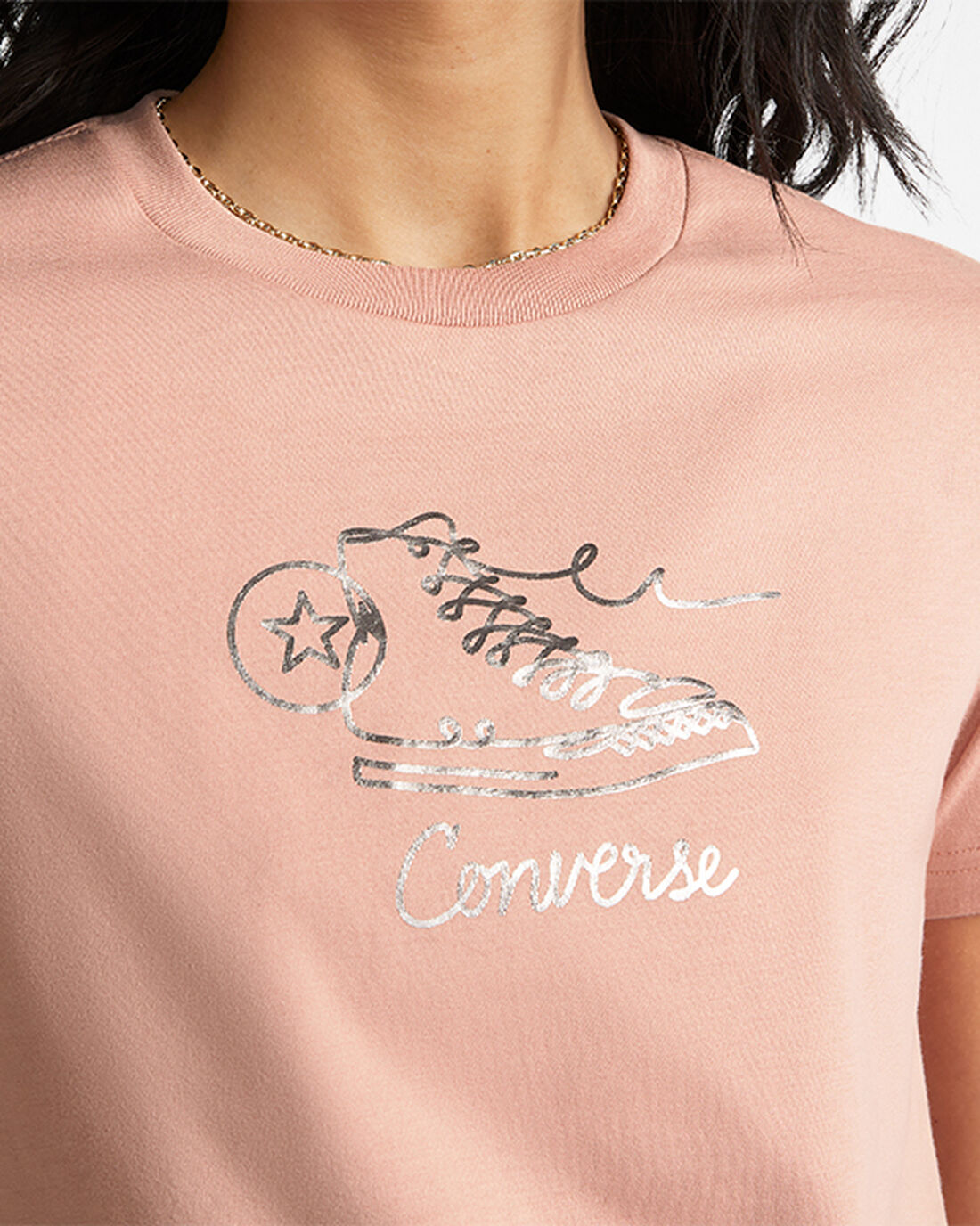 Women's Converse Sneaker Graphic Slim-Fit T-Shirts Pink | Australia-34502