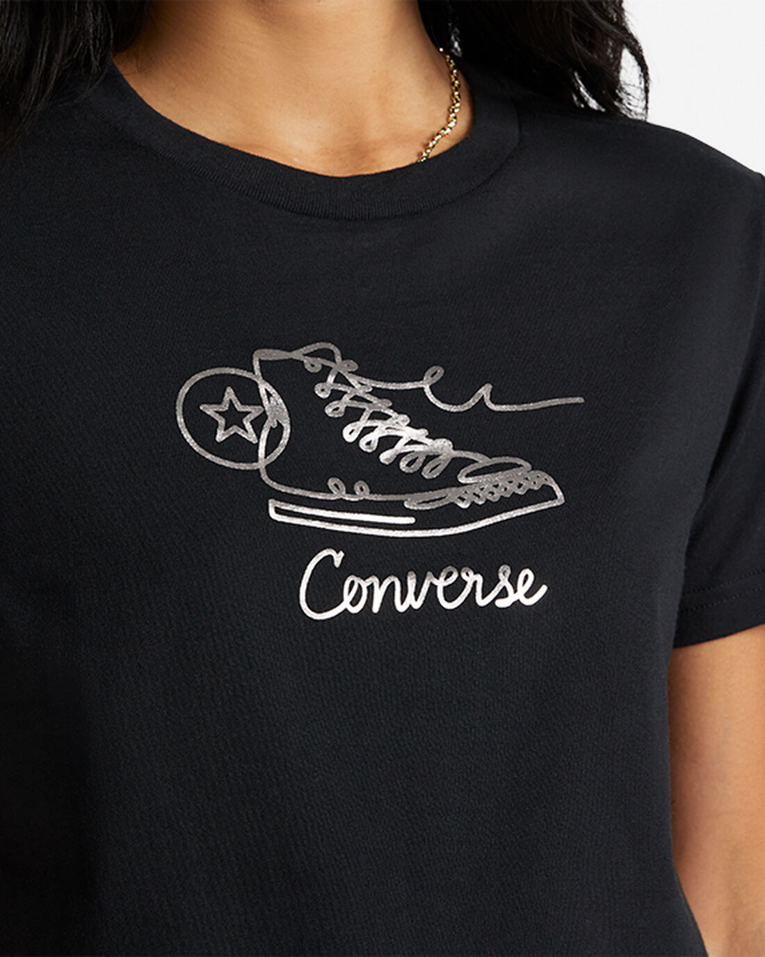 Women's Converse Sneaker Graphic Slim-Fit T-Shirts Black | Australia-46582