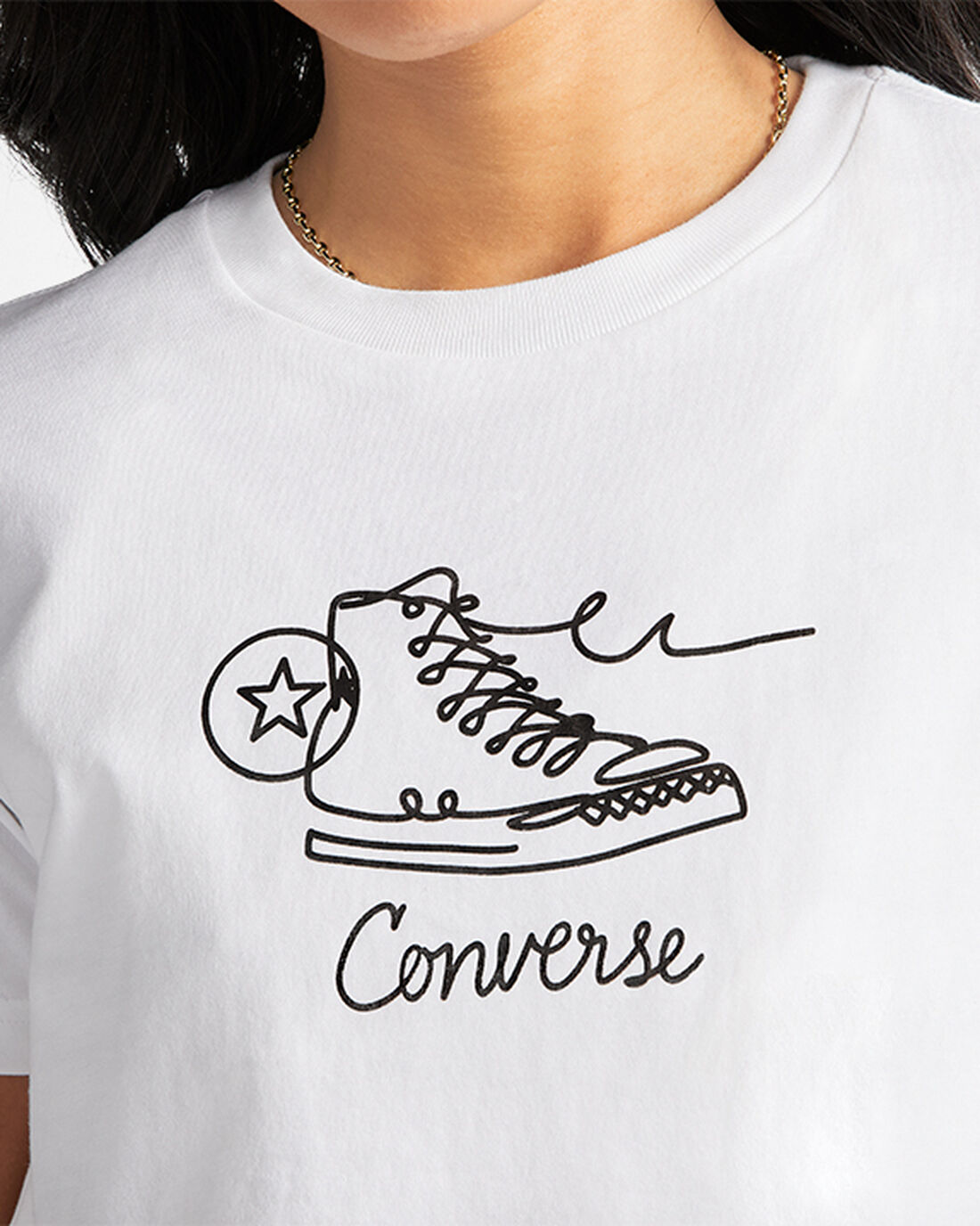 Women's Converse Sneaker Graphic Slim-Fit T-Shirts White | Australia-90713