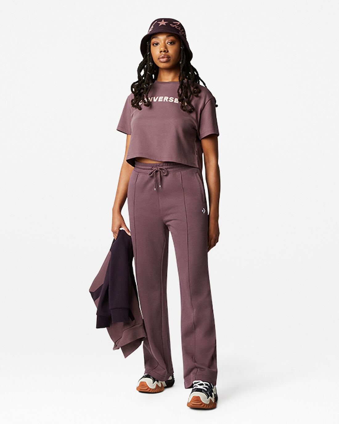 Women's Converse Wide Leg Knit Pants Purple | Australia-38061